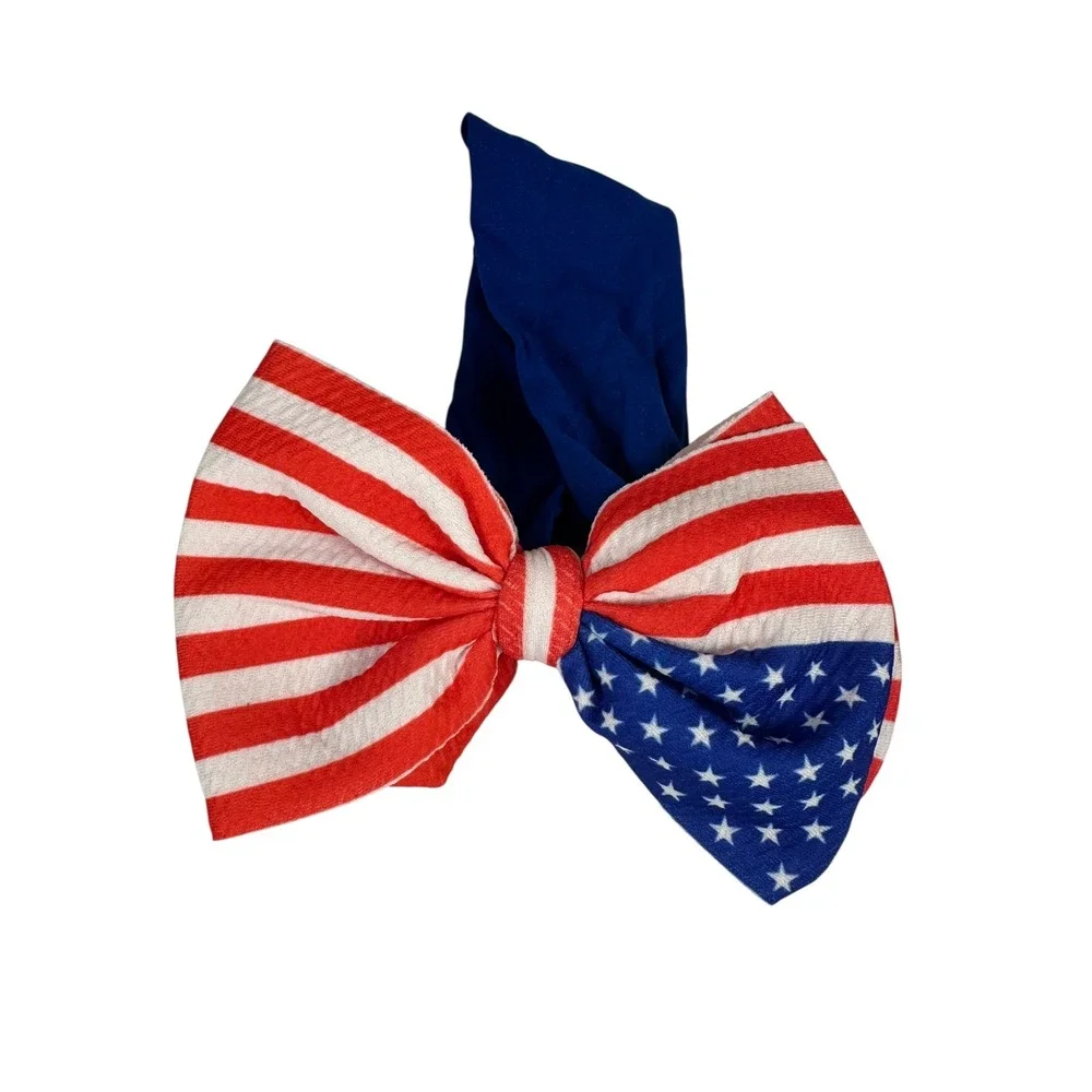 Unbranded Headband Infant 2 Pack Red White Blue Patriotic Stars Stripes Bows